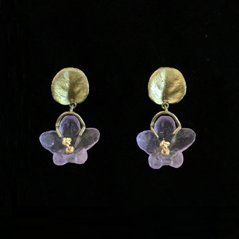 Ladies earrings with ripple studs -African Violet Earring - Dangle Post