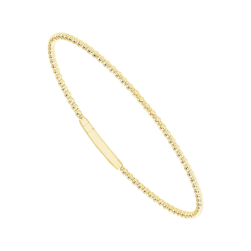 ladies-luxury-silver-bracelets-Flexible Beaded Bangle Bracelet in 14 Karat Yellow Gold