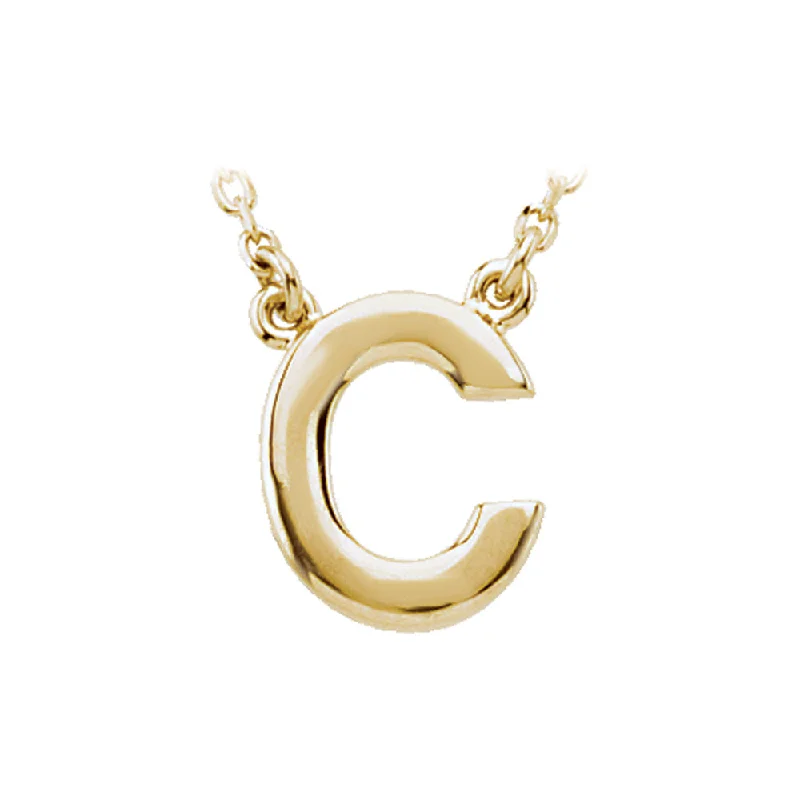 ladies-vintage-diamond-necklaces-14K Yellow Gold, Kendall Collection, Block Initial C Necklace, 16 Inch