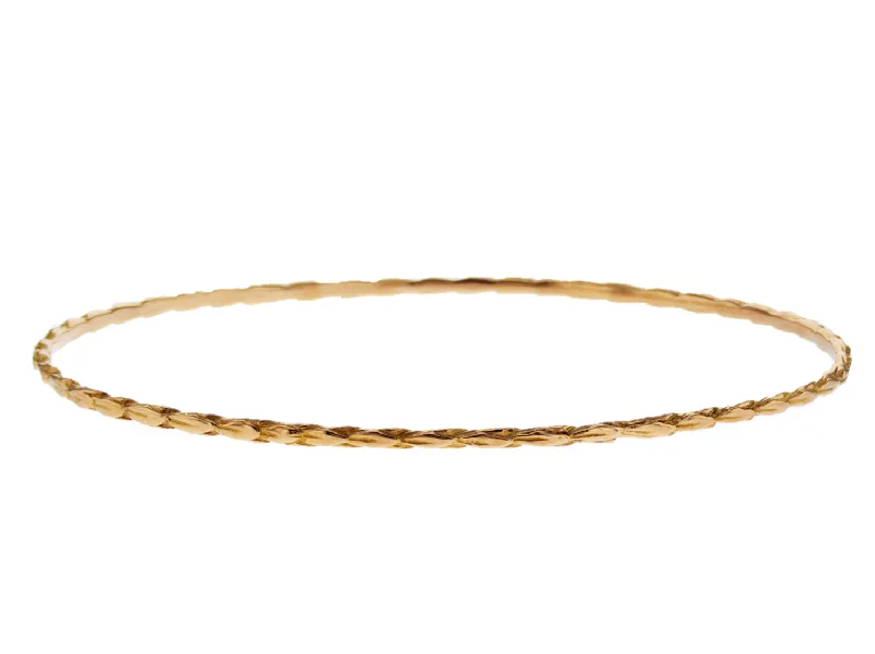 ladies-locket-rose-gold-bracelets-Thin 18K Rose Gold Bangle Bracelet