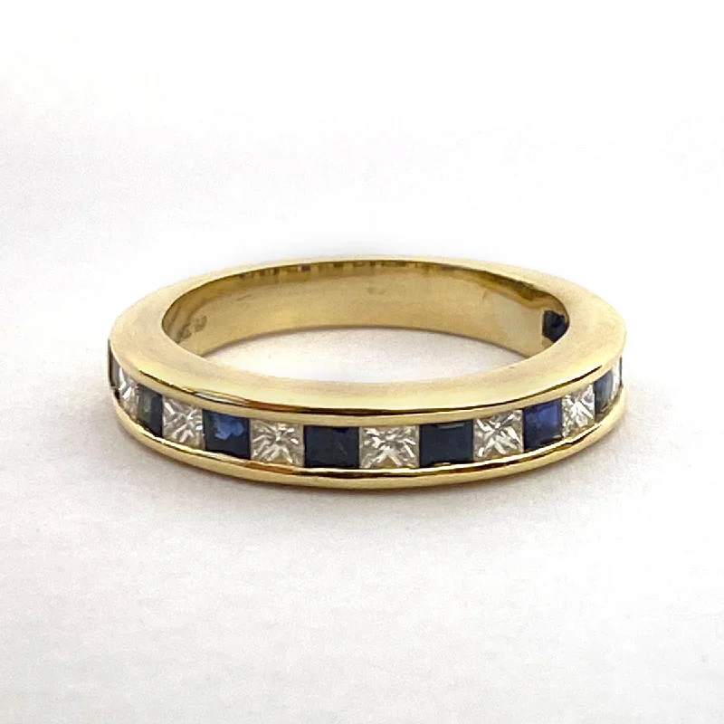 Ladies rings green craftsmanship -Ring - Blue Sapphire and Diamond in 18K Gold