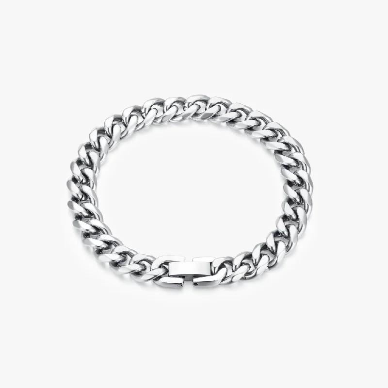 ladies-locket-silver-bracelets-Thick Curb Chain Bracelet Silver