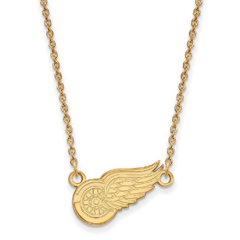 ladies-gemstone-link-necklaces-SS 14k Yellow Gold Plated NHL Detroit Red Wings SM Necklace, 18 Inch