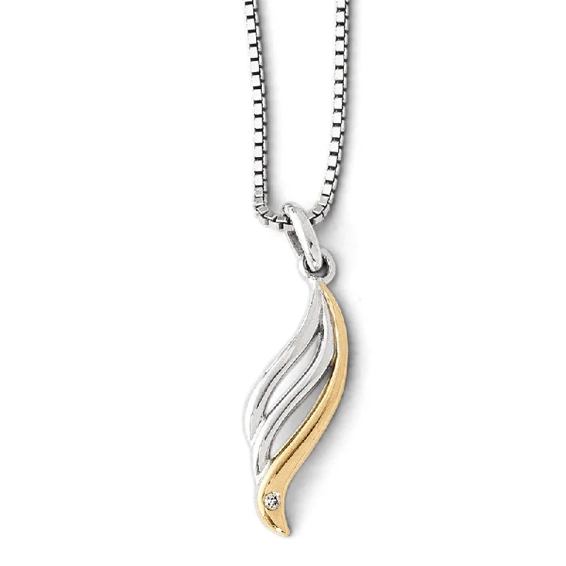 ladies-infinity-gold-necklaces-Wave Diamond Necklace in Rhodium & Gold Tone Plated Silver, 18-20 Inch