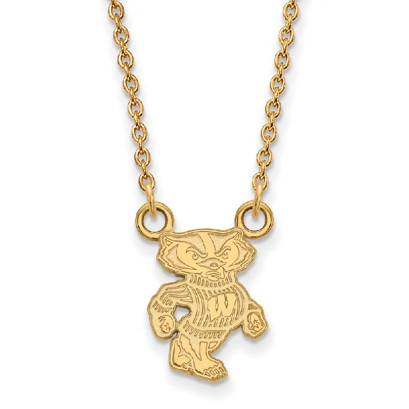 ladies-infinity-diamond-necklaces-10k Yellow Gold U of Wisconsin Small Logo Pendant Necklace