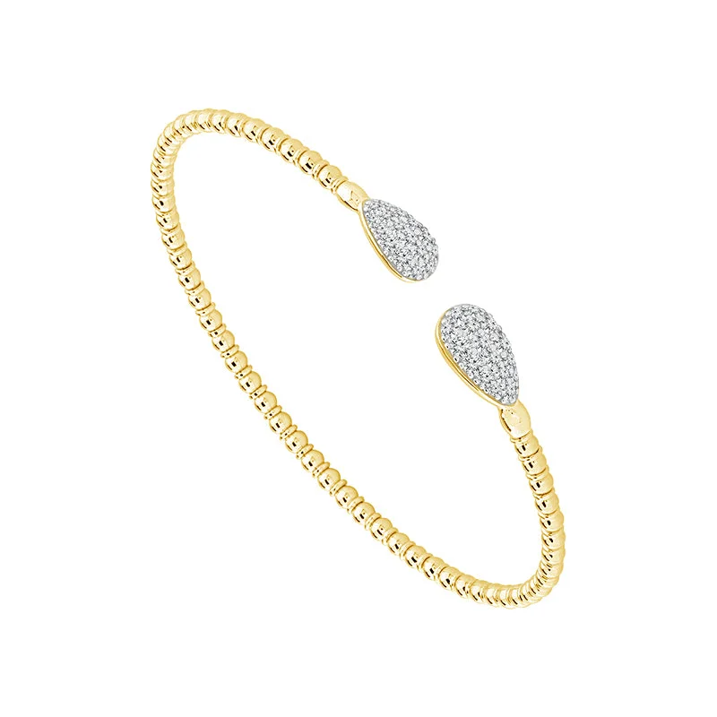 ladies-fashion-pearl-bracelets-1/2 Ctw Flexible Diamond Bangle Bracelet in Yellow Gold