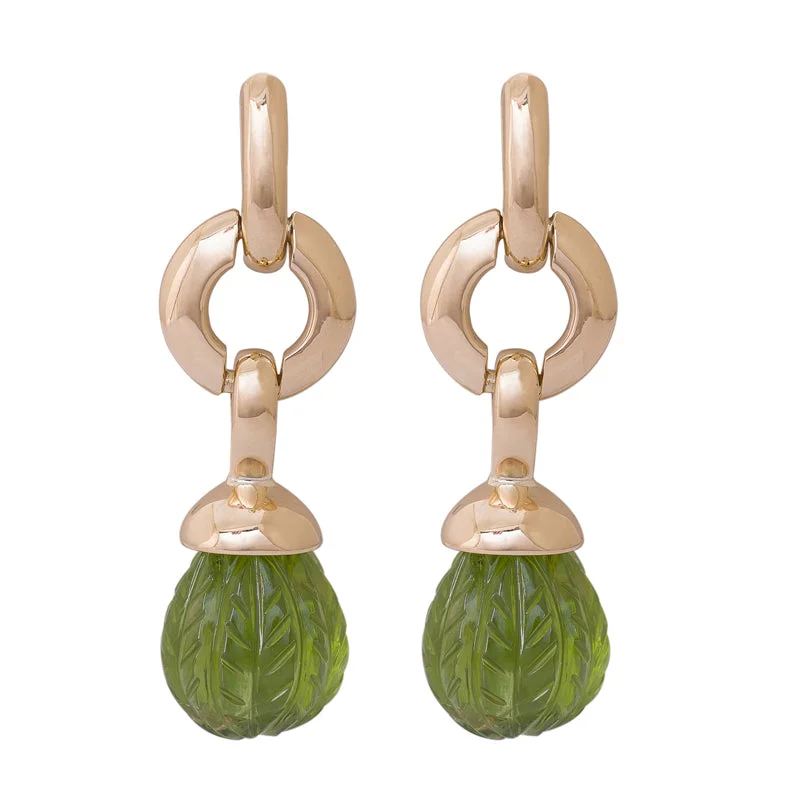 Ladies earrings modern elegance -EARRINGS - PERIDOT IN 18K GOLD