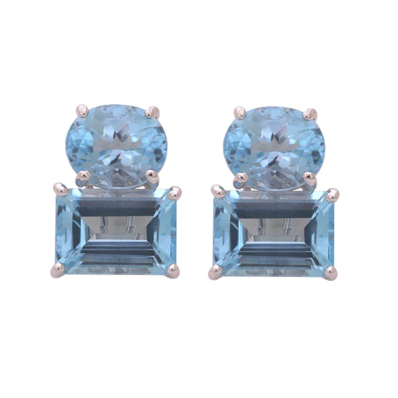 Ladies earrings with hop studs -EARRINGS- BLUE TOPAZ IN SILVER