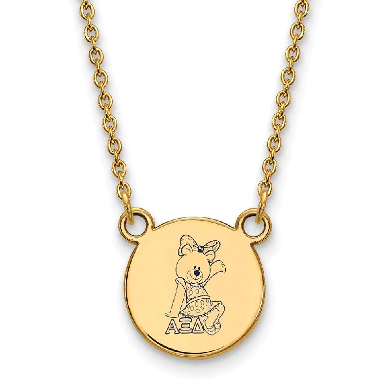 ladies-ethnic-gold-necklaces-14K Plated Silver Alpha Xi Delta Small Enamel Mascot Necklace