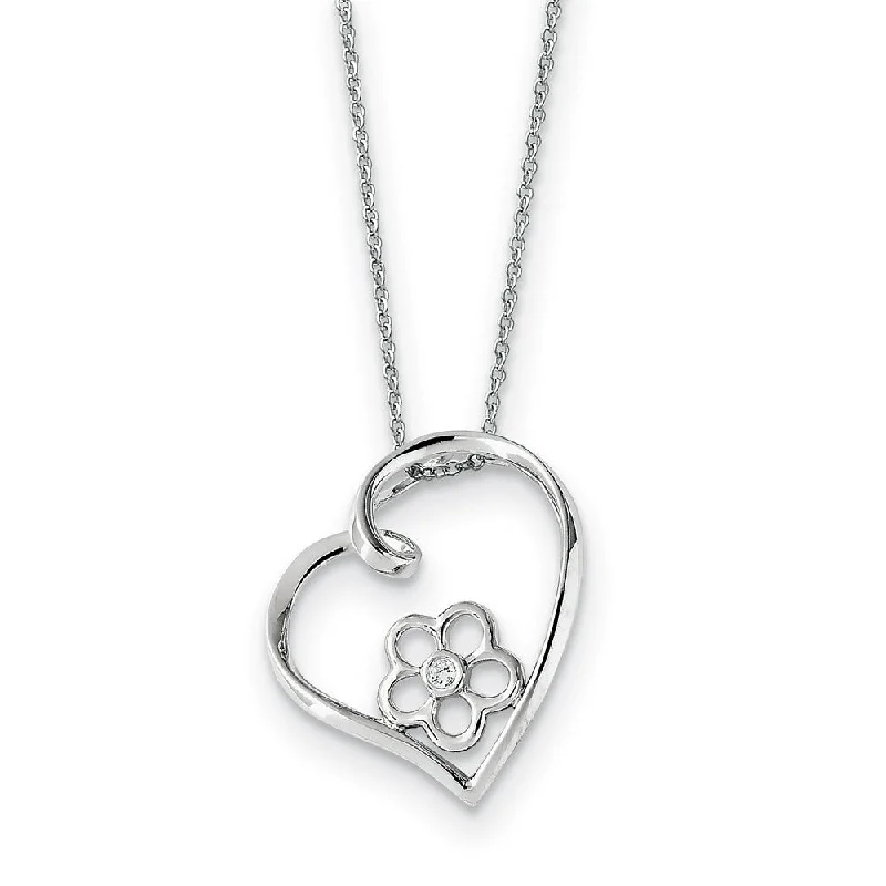 ladies-locket-rose-gold-necklaces-Rhodium Plated Sterling Silver & CZ My Special Niece Necklace, 18 Inch