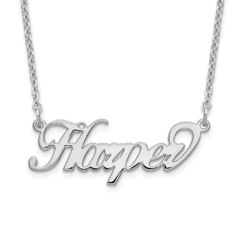 ladies-unique-silver-necklaces-Personalized Polished Fancy Small Script Name Necklace