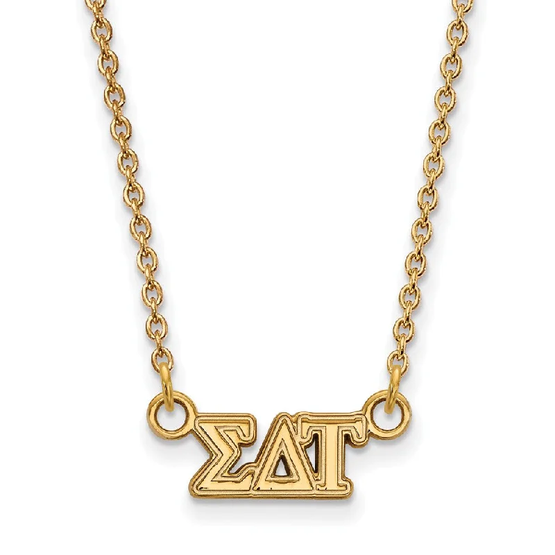 ladies-ethnic-silver-necklaces-14K Plated Silver Sigma Delta Tau XS (Tiny) Greek Letters Necklace