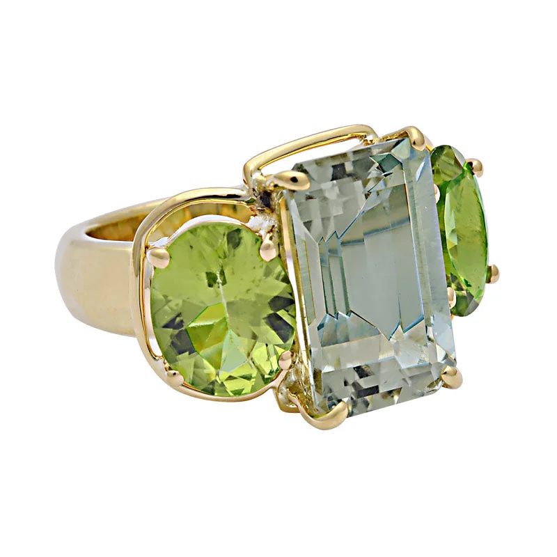 Ladies rings smooth elegance -Ring-Green Quartz and Peridot