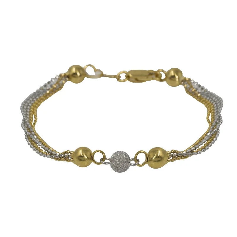 ladies-affordable-pearl-bracelets-22K Multi Tone Gold Bracelet W/ Multi Beaded Strands & Gold Ball Accents