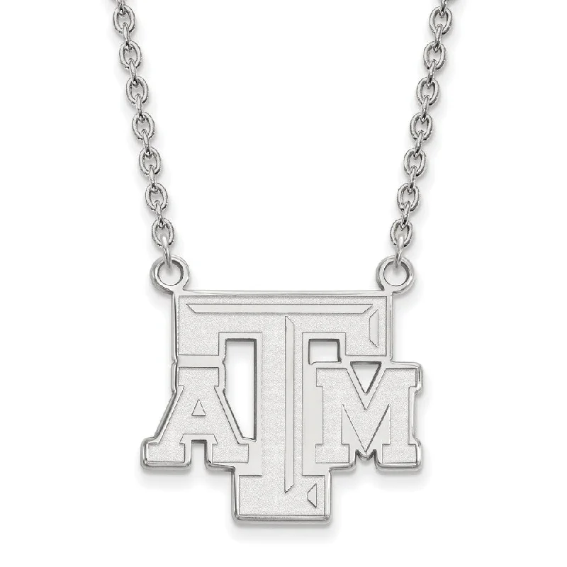 ladies-modern-silver-necklaces-10k White Gold Texas A and M Pendant Necklace