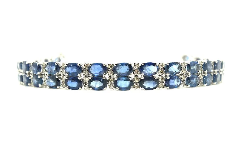 ladies-artisan-gold-bracelets-Double Row Sapphire & Diamond Bracelet