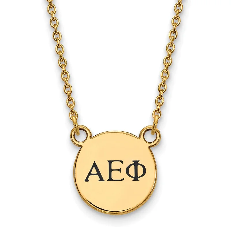 ladies-trendy-gold-necklaces-14K Plated Silver Alpha Epsilon Phi XS (Tiny) Enamel Greek Necklace