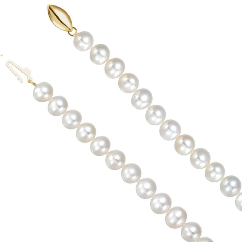 ladies-locket-pearl-necklaces-6.5-7.0mm, White FW Cultured Pearl & 14k Yellow Gold Necklace, 18 Inch