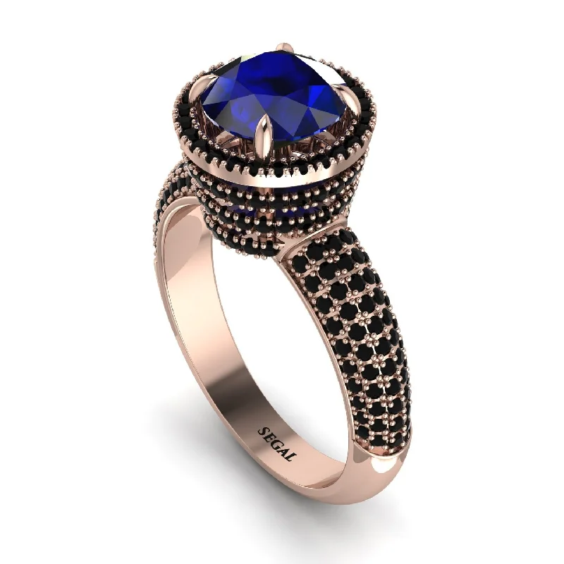 Ladies engagement rings simple brilliance -Sapphire Cluster Halo Engagement Ring - Katie No. 44