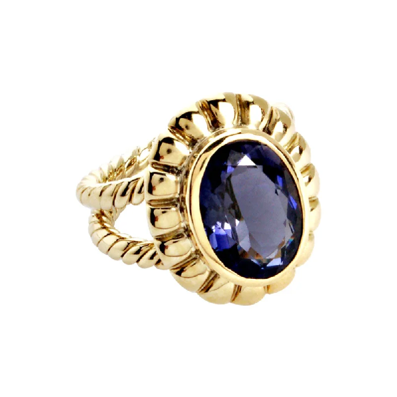 Ladies rings with peach citrine -Ring - Iolite (711M)