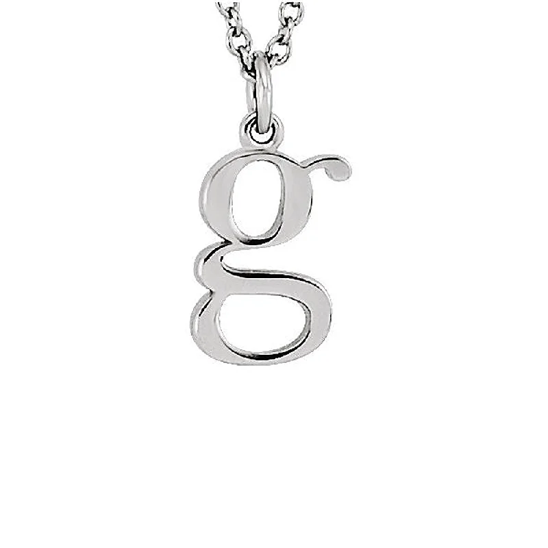 ladies-star-bar-necklaces-The Abbey Lower Case Initial 'g' Necklace in 14k White Gold, 16 Inch