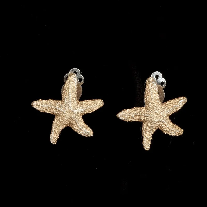 Ladies earrings lustrous sparkle -Starfish Earrings - Clip