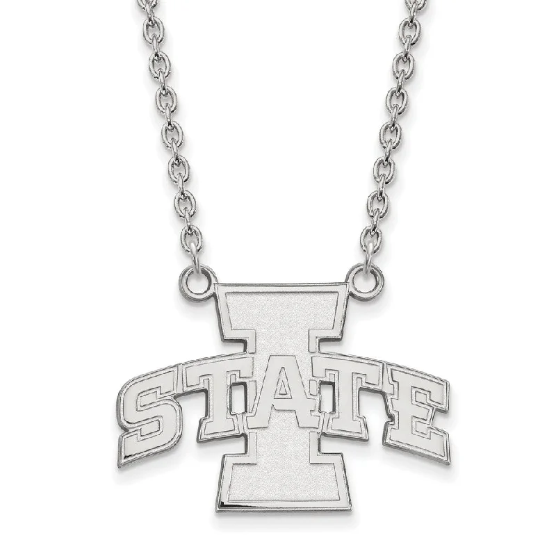 ladies-everyday-gold-necklaces-10k White Gold Iowa State 'I State' Pendant Necklace