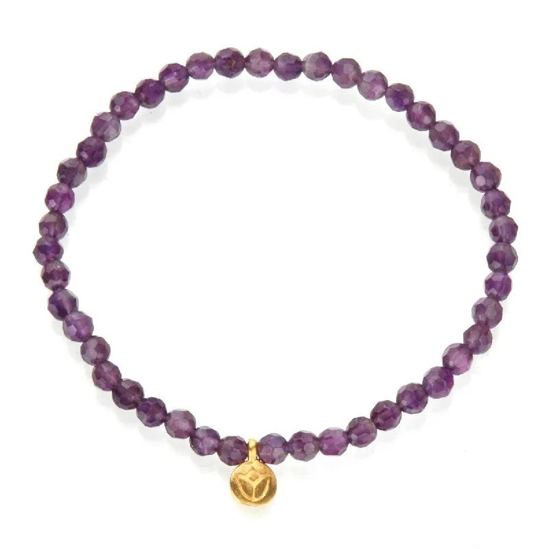 ladies-pearl-open-cuff-bracelets-Tranquility Lotus Amethyst Gemstone Bracelet