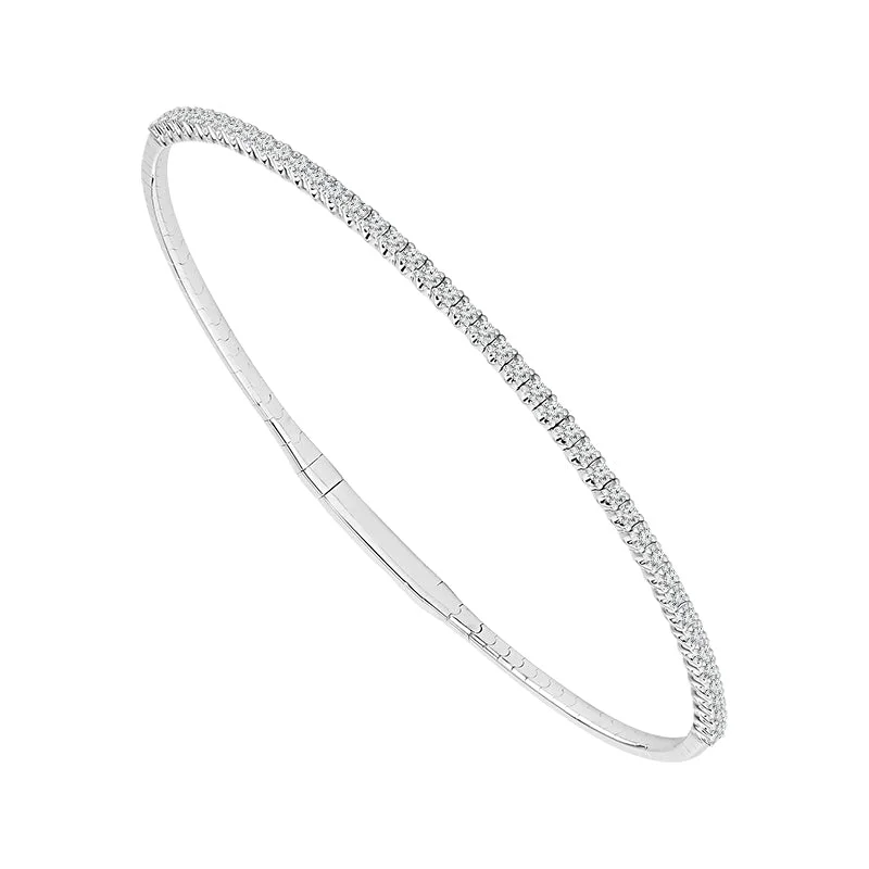 ladies-birthstone-open-cuff-bracelets-1/2 Ctw Flexible Diamond Bangle Bracelet in 14 Karat White Gold