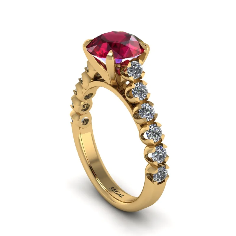 Ladies engagement rings cute brilliance -2ct Round Cut Ruby 14K Gold Engagement Ring - Christina No. 10