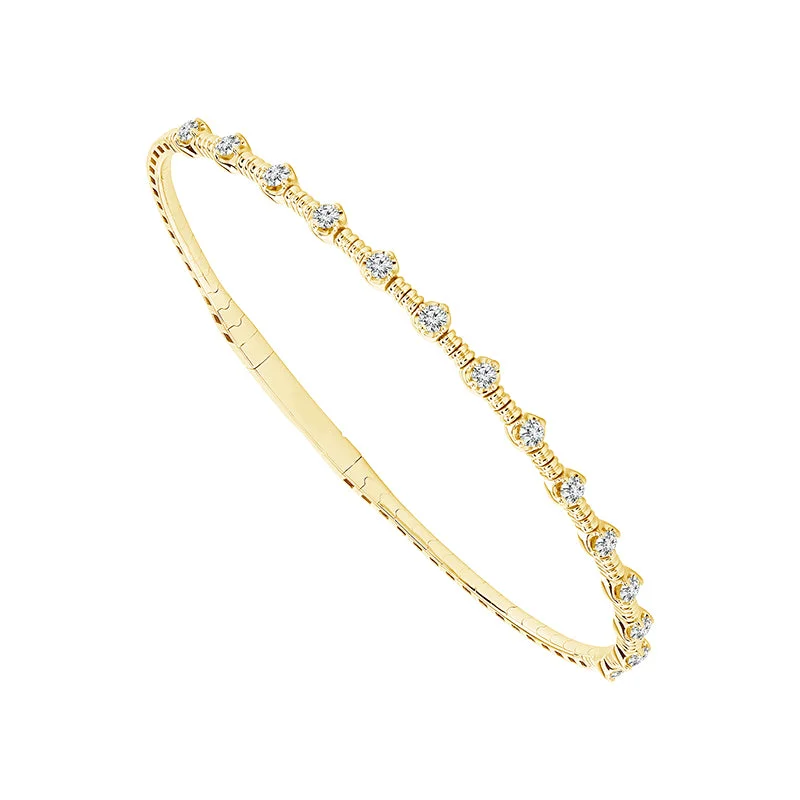 ladies-affordable-pearl-bracelets-1/2 Ctw Flexible Diamond bangle Bracelet in 14 Karat Yellow Gold