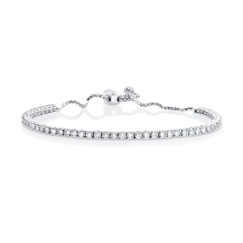 ladies-infinity-diamond-bracelets-1.97 Cttw Round Diamond 14K White Gold Bolo Bracelet