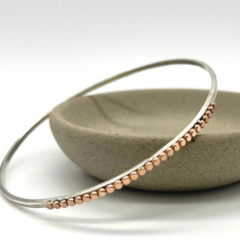 ladies-gemstone-twist-bracelets-14kt Rose Gold-Filled Beaded Bangle Bracelet - Argentium Silver - Nickel Free