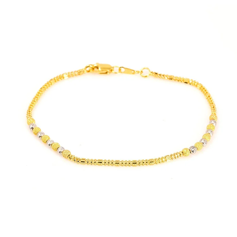 ladies-silver-wrap-bracelets-22K Multi Tone Gold Bracelet W/ Varied Gold Ball Designs