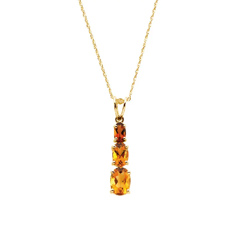 ladies-gift-box-necklaces-3-Stone Citrine & Madeira Citrine Necklace in 14k Yellow Gold, 18 Inch