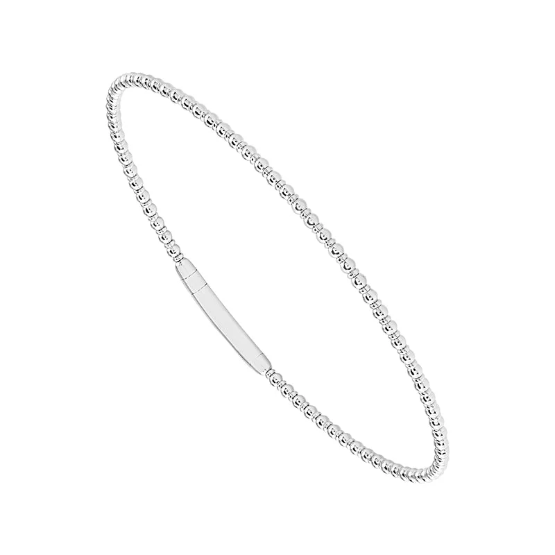 ladies-fashion-silver-bracelets-14 Karat White Gold Beaded Flexible Bangle Bracelet