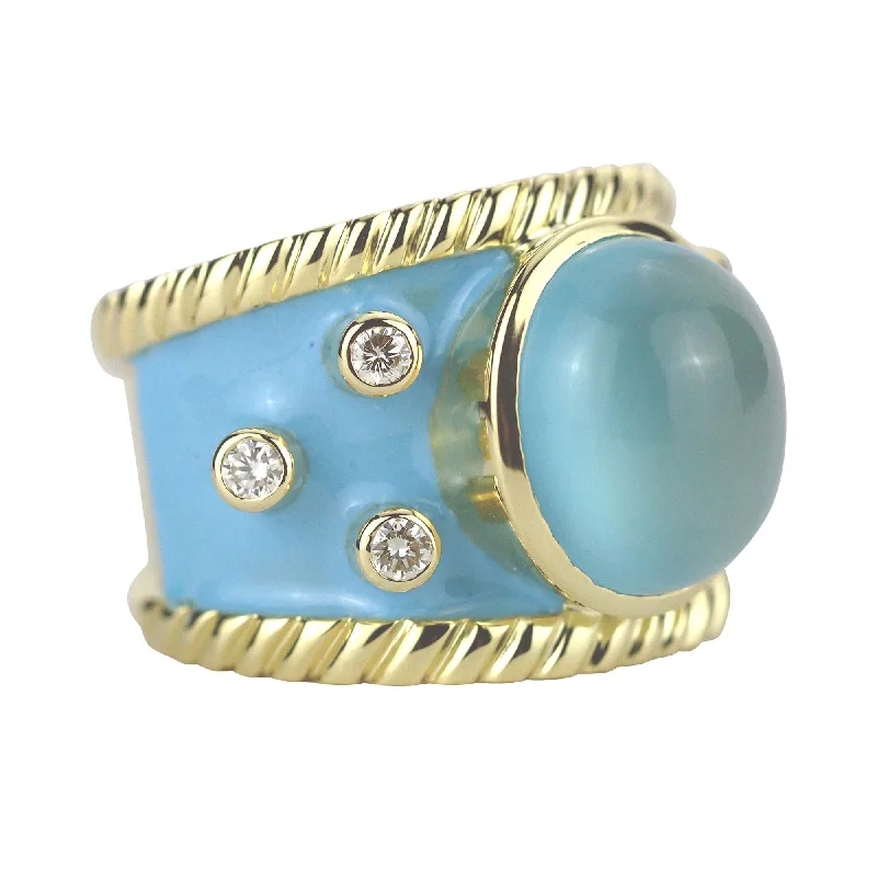 Ladies rings faint brilliance -Ring Chalcedony And Diamond (enamel)