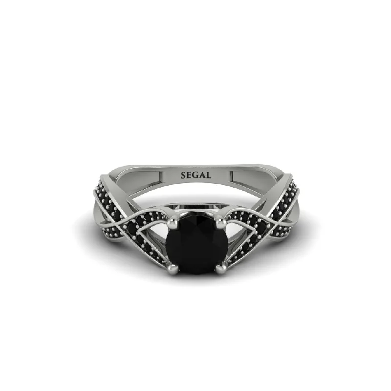 Ladies engagement rings with zirconia brilliance -Black Diamond Eternal Twist Engagement Ring - Maisie No. 39