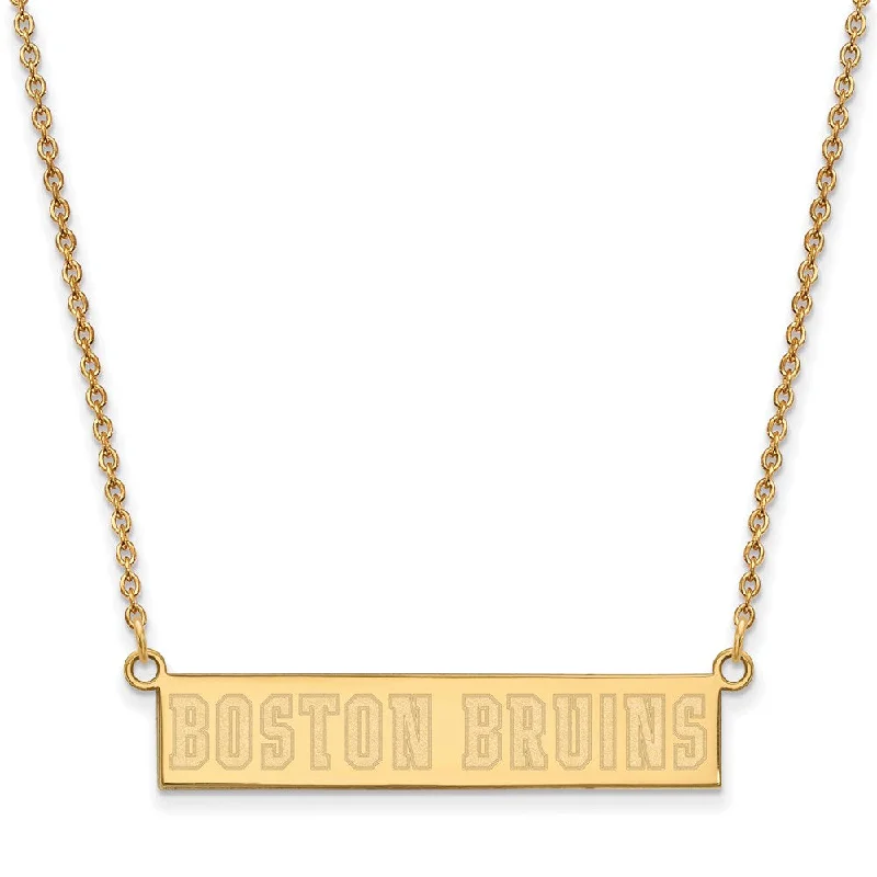 ladies-pearl-bar-necklaces-SS 14k Yellow Gold Plated NHL Boston Bruins SM Bar Necklace, 18 Inch