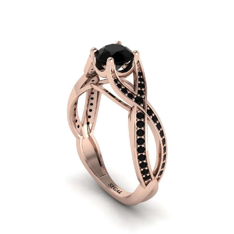 Ladies engagement rings 22k gold elegance -Black Diamond Eternal Twist Engagement Ring - Maisie No. 38