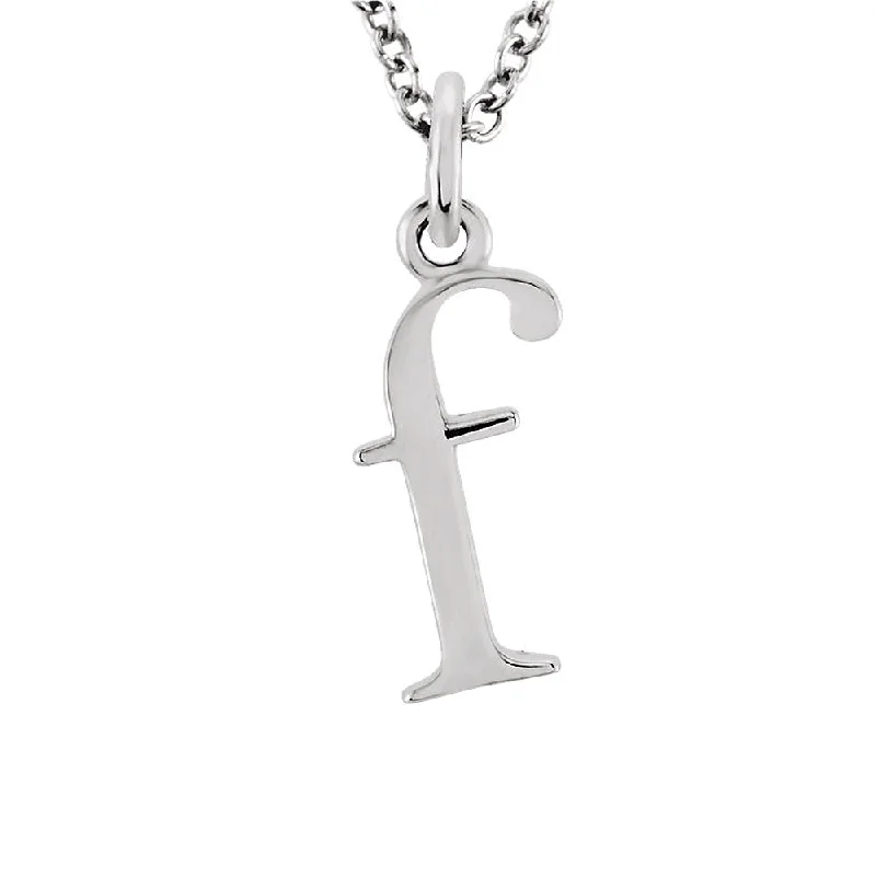 ladies-gemstone-cable-necklaces-The Abbey Lower Case Initial 'f' Necklace in 14k White Gold, 16 Inch