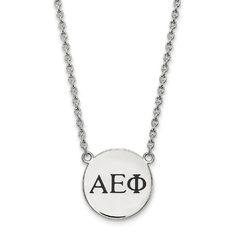 ladies-affordable-gold-necklaces-Sterling Silver Alpha Epsilon Phi Small Enamel Greek Letters Necklace