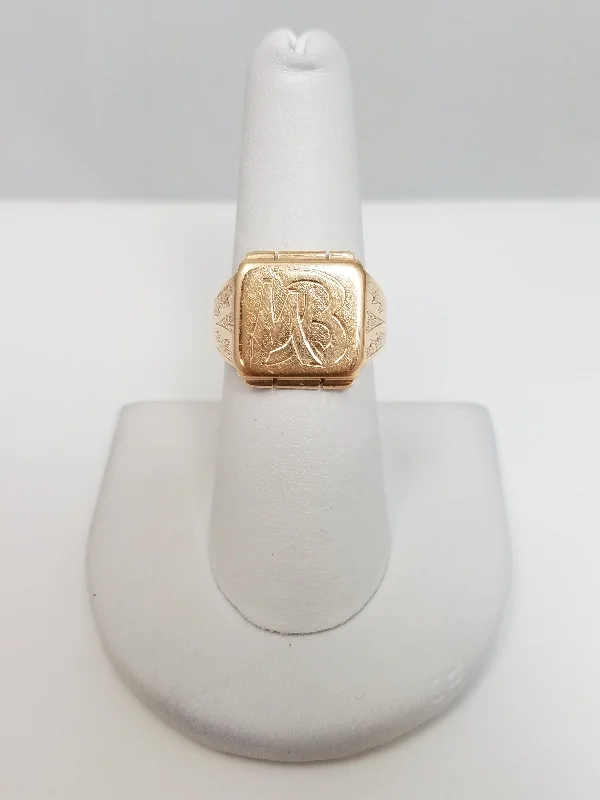 Ladies rings with pearl howlite -Vintage 12k Yellow Gold Signet Ring