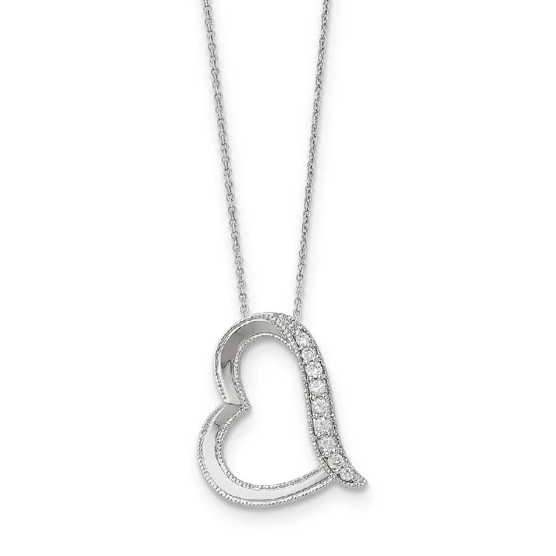 ladies-ethnic-gold-necklaces-Rhodium Plated Sterling Silver & CZ Daughter-in-Law Heart Necklace