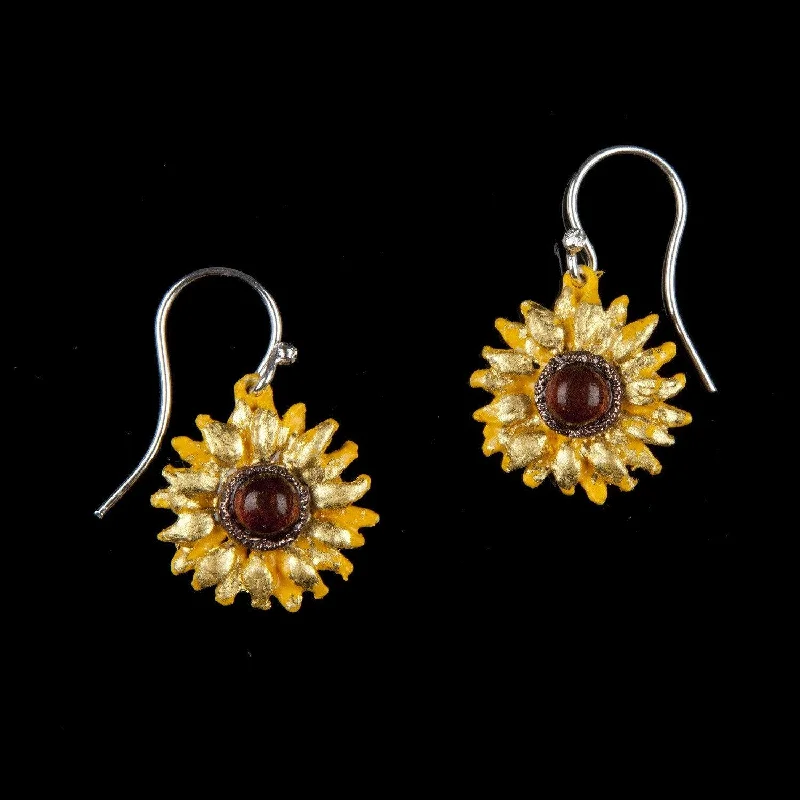 Ladies earrings for beach glamour -Van Gogh Sunflower Earrings - Wire