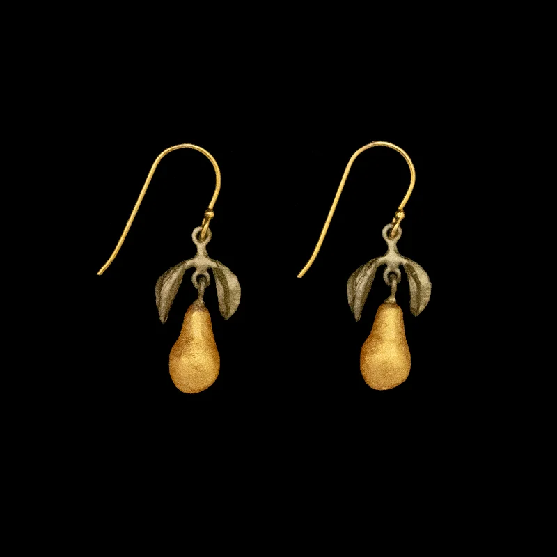 Ladies earrings with talon drops -Golden Pear Earrings - Wire