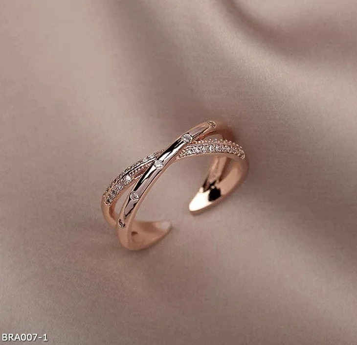 Ladies rings expert charm -Rose gold zircon cross open ring