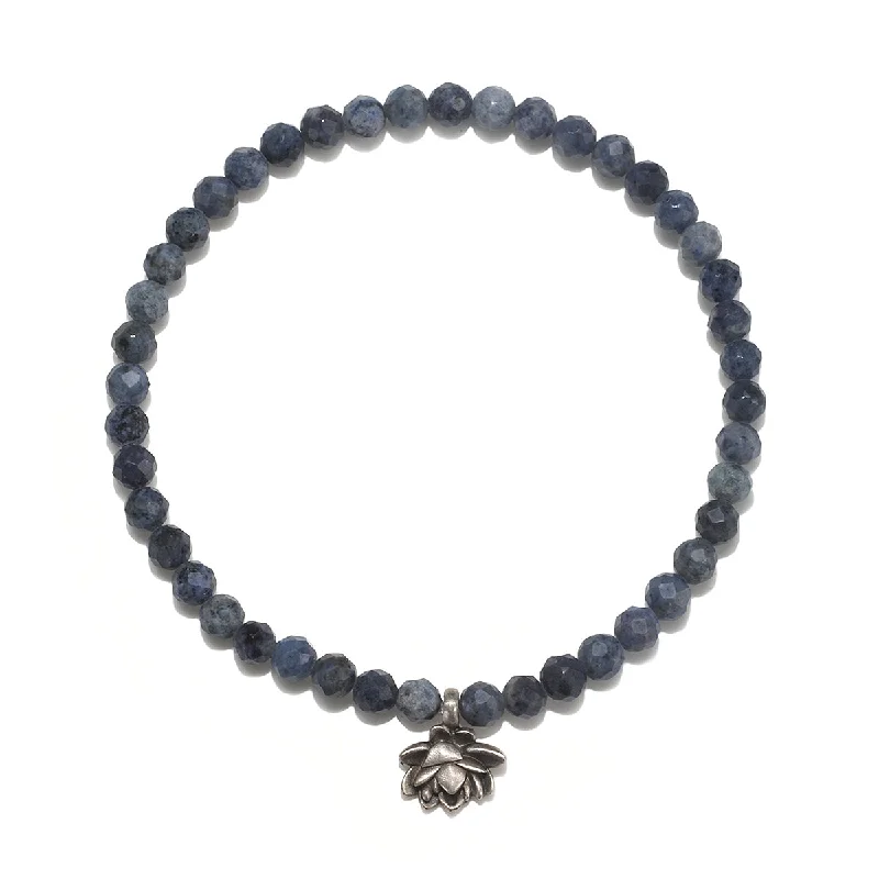 ladies-affordable-pearl-bracelets-Peaceful Journey Lotus Dumortierite Gemstone Bracelet