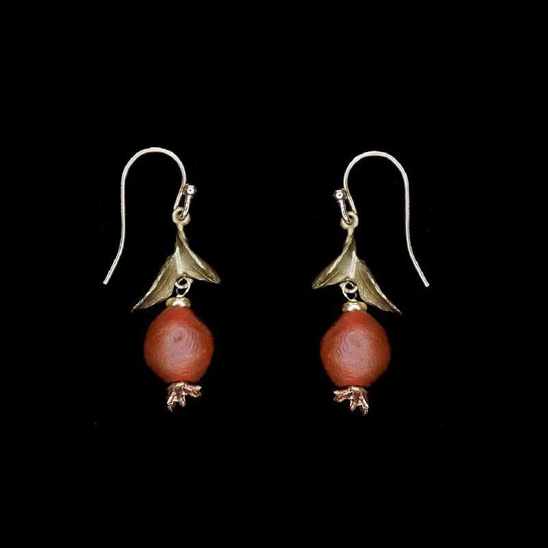 Ladies earrings with fern agate -Pomegranate Earrings - Wire