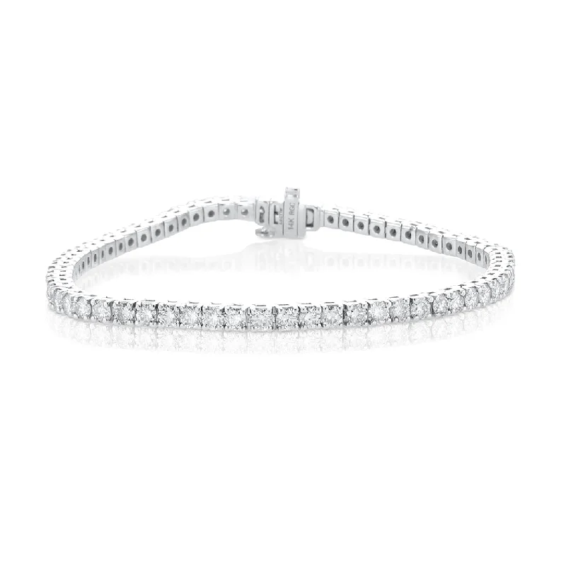 ladies-rustic-pearl-bracelets-5.00 Cttw Round Diamond 14K White Gold Tennis Bracelet